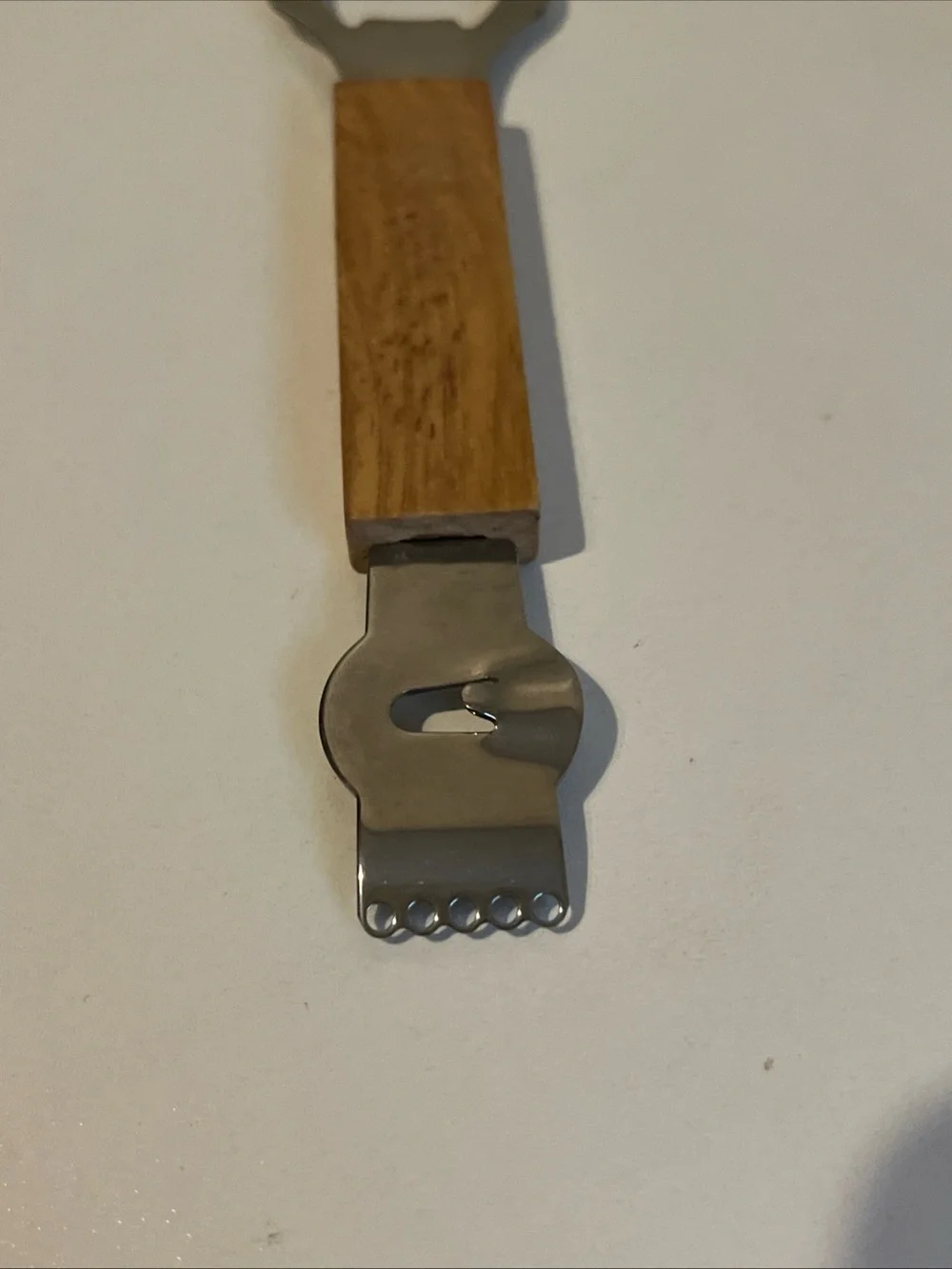 Dual Purpose Bar Tool Citrus Zester Bottle Opener Stainless Steel Acacia Wood